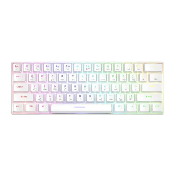 CLAVIER MECANIQUE GAMING A61K WHITE BLUE-SWITCH RGB